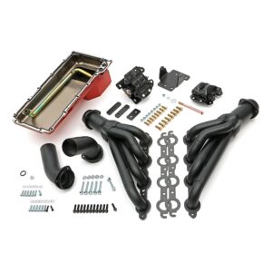 TRANS-DAPT PERFORMANCE PRODUCTS ENGINE SWAP IN A BOX KIT; LS IN '68-72 CHEVELLE, EL CAMINO (RELATED A-BODIES) WITH 4L60E/70E; 1-3/4 IN. MID-LENGTH HEADERS; 3 IN. COLLECTOR; INCLUDES HEADERS, OIL PAN, ENGINE MOUNTS- BLACK MAXX CERAMIC HEADERS