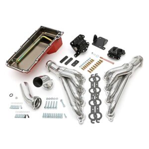 TRANS-DAPT PERFORMANCE PRODUCTS ENGINE SWAP IN A BOX KIT; LS IN '68-72 CHEVELLE, EL CAMINO (RELATED A-BODIES) WITH TH350 / TH400; 1-3/4 IN. MID-LENGTH HEADERS; 3 IN. COLLECTOR; INCLUDES HEADERS, OIL PAN, ENGINE MOUNTS- HTC SILVER CERAMIC HEADERS