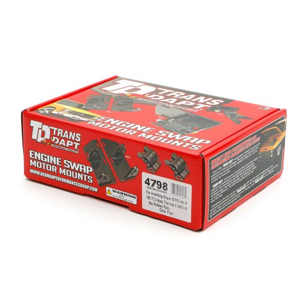 TRANS-DAPT PERFORMANCE PRODUCTS MOPAR B/RB INTO1967-72 A-BODY (WITH SB V8 K-MEMBER) MOTOR MOUNT KIT WITHOUT PADS