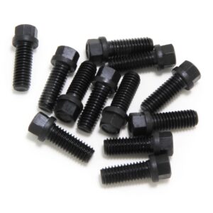 TRANS-DAPT PERFORMANCE PRODUCTS HEADER BOLTS; 3/8"-16 X 1"; 3/8 IN. HEX WASHER HEAD; FOR THICK FLANGES (12 BOLTS); BLACK OXIDE FINISH- SB CHEVY, BB CHRYSLER, PONTIAC