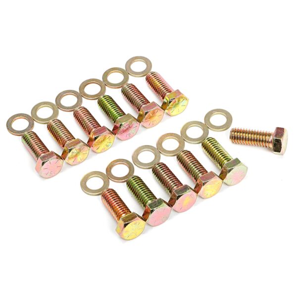 TRANS-DAPT PERFORMANCE PRODUCTS INTAKE MANIFOLD BOLTS; 3/8 IN.-16 X 1 IN. HEX HEAD (12 BOLTS); GRADE 8- YELLOW ZINC