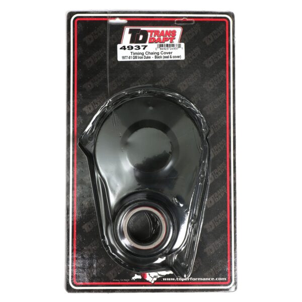 TRANS-DAPT PERFORMANCE PRODUCTS TIMING COVER STEEL 1977-1981 IRON DUKE- BLACK POWDER COATED