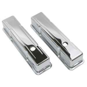 TRANS-DAPT PERFORMANCE PRODUCTS TRADITIONAL DESIGN VALVE COVERS WITHOUT BAFFLES; TALL; 1958-1986 SB CHEVY 283-350- CHROME