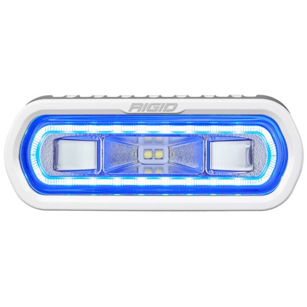 RIGID Industries SR-L Series Marine Spreader Pod 2 Wire Surface Mount White Housing With Blue Halo