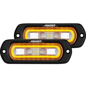 RIGID SR-L Series Off-Road Spreader Pod, 3 Wire, Flush Mount, Amber Halo, Pair