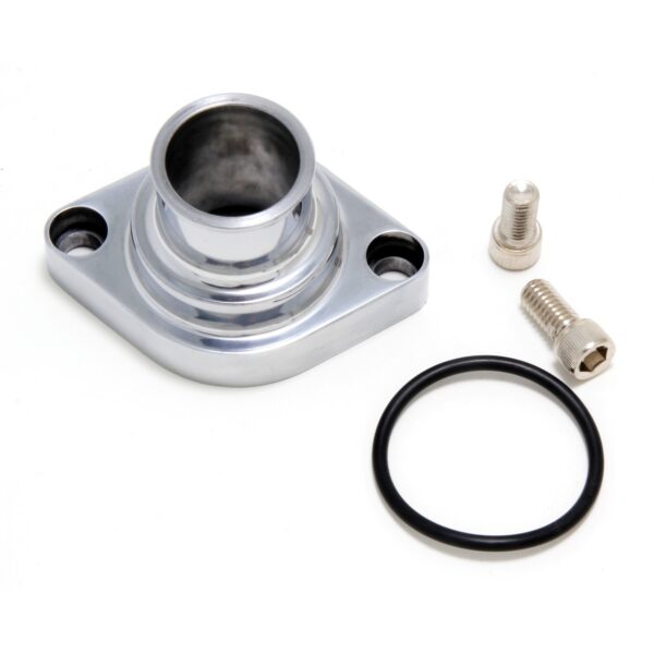 TRANS-DAPT PERFORMANCE PRODUCTS STRAIGHT-UP STYLE WATER NECK; (O-RING SEAL); SB AND BB CHEVY V8- POLISHED ALUMINUM