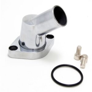 TRANS-DAPT PERFORMANCE PRODUCTS 45DEG SWIVEL STYLE WATER NECK; (O-RING SEAL); SB AND BB CHEVY V8- POLISHED ALUMINUM