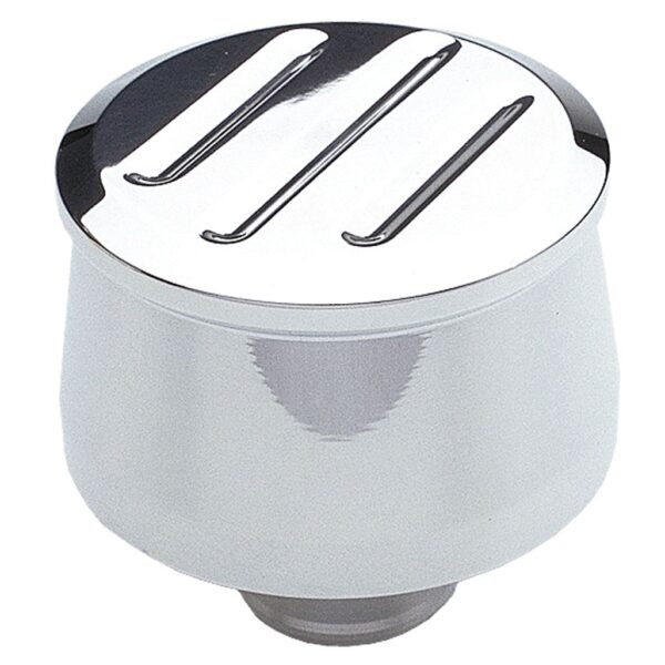 TRANS-DAPT PERFORMANCE PRODUCTS PUSH-IN VALVE COVER BREATHER; PINSTRIPES (BALL-MILLED); FOR 1-1/4 IN. HOLE- ALUMINUM