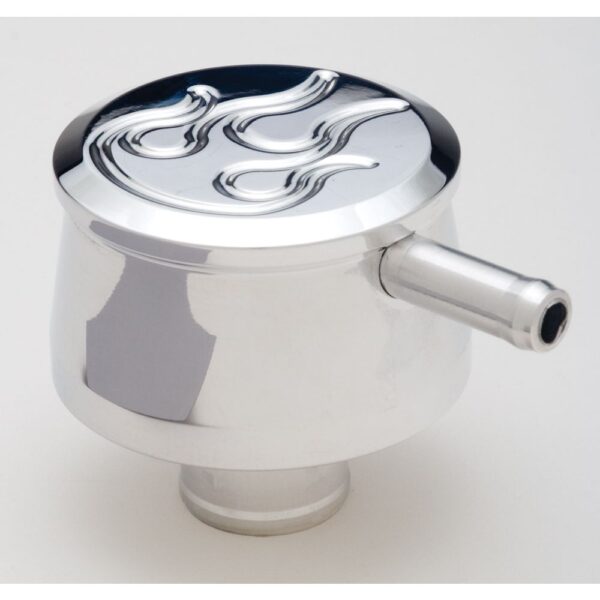 TRANS-DAPT PERFORMANCE PRODUCTS PUSH-IN VALVE COVER BREATHER W/PCV; FLAMES (BALL-MILLED); FOR 1-1/4 IN. HOLE- ALUMINUM