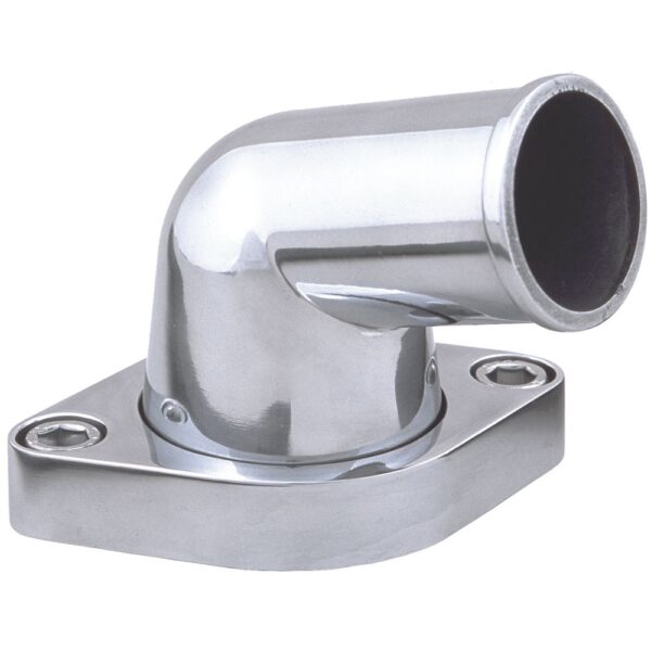 TRANS-DAPT PERFORMANCE PRODUCTS 15DEG SWIVEL STYLE WATER NECK; (O-RING SEAL); SB AND BB CHEVY V8- POLISHED ALUMINUM