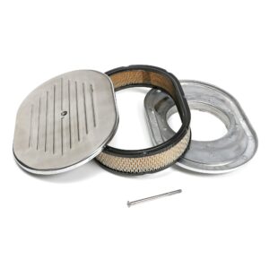 TRANS-DAPT PERFORMANCE PRODUCTS OVAL AIR CLEANER SET PINSTRIPE (BALL-MILLING); 8-3/8 IN. WIDTH, 12 IN. LENGTH- ALUMINUM