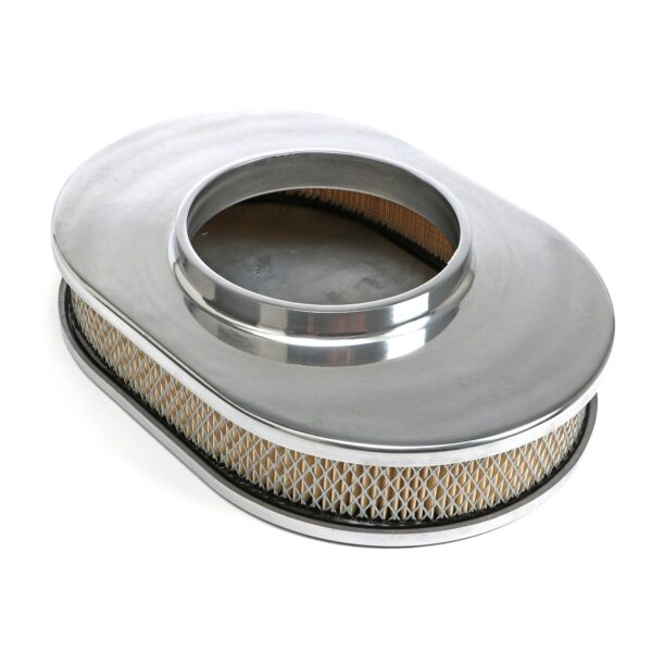 TRANS-DAPT PERFORMANCE PRODUCTS OVAL AIR CLEANER SET PINSTRIPE (BALL-MILLING); 8-3/8 IN. WIDTH, 12 IN. LENGTH- ALUMINUM