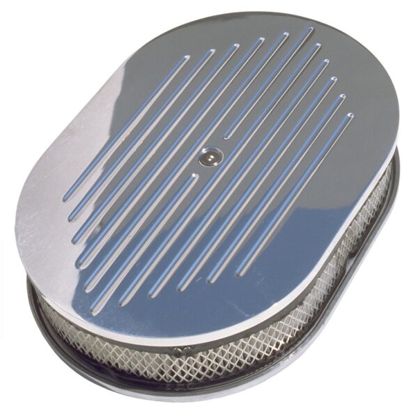 TRANS-DAPT PERFORMANCE PRODUCTS OVAL AIR CLEANER SET PINSTRIPE (BALL-MILLING); 8-3/8 IN. WIDTH, 15 IN. LENGTH- ALUMINUM