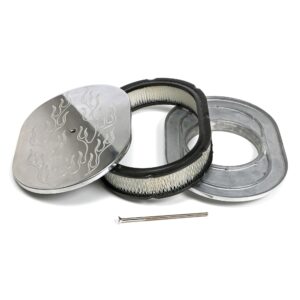 TRANS-DAPT PERFORMANCE PRODUCTS OVAL AIR CLEANER SET FLAME (BALL-MILLING); 8-3/8 IN. WIDTH, 12 IN. LENGTH- ALUMINUM