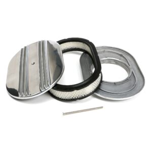 TRANS-DAPT PERFORMANCE PRODUCTS FINNED ALUMINUM OVAL AIR CLEANER SET; 2 IN. TALL, 12 IN. LONG, 8-3/8 IN. WIDE, 5-1/8 IN. NECK