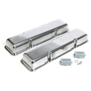 TRANS-DAPT PERFORMANCE PRODUCTS POLISHED ALUMINUM VALVE COVERS; 58-86 SB CHEVY; SHORT; PLAIN
