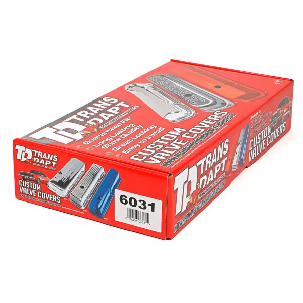 TRANS-DAPT PERFORMANCE PRODUCTS POLISHED ALUMINUM VALVE COVERS; 58-86 SB CHEVY; SHORT; PLAIN