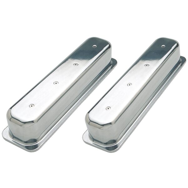 TRANS-DAPT PERFORMANCE PRODUCTS ALUMINUM VALVE COVERS; TALL; PLAIN; 1987-1999 SB CHEVROLET 5.0/5.7L (NO HOLES)