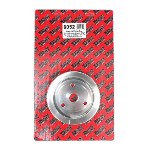 TRANS-DAPT PERFORMANCE PRODUCTS CRANKSHAFT PULLEY; 1 GROOVE; 1955-1968 CHEVROLET 283-350; SHORT WATER PUMP- POLISHED ALUMINUM