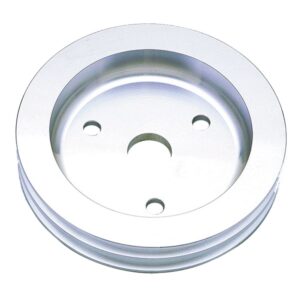 TRANS-DAPT PERFORMANCE PRODUCTS CRANKSHAFT PULLEY; 2 GROOVE; 1955-1968 CHEVROLET 283-350; SHORT WATER PUMP- POLISHED ALUMINUM