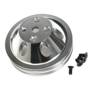 TRANS-DAPT PERFORMANCE PRODUCTS WATER PUMP PULLEY; 2 GROOVE; 1969-1985 CHEVROLET 283-350; LONG WATER PUMP- POLISHED ALUMINUM