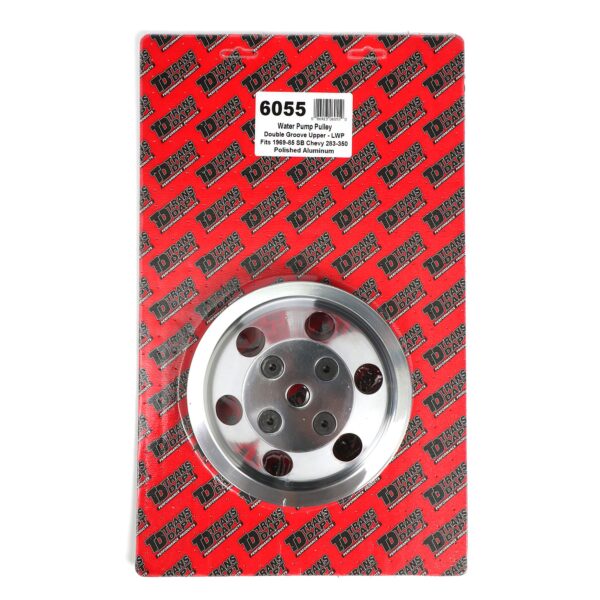 TRANS-DAPT PERFORMANCE PRODUCTS WATER PUMP PULLEY; 2 GROOVE; 1969-1985 CHEVROLET 283-350; LONG WATER PUMP- POLISHED ALUMINUM