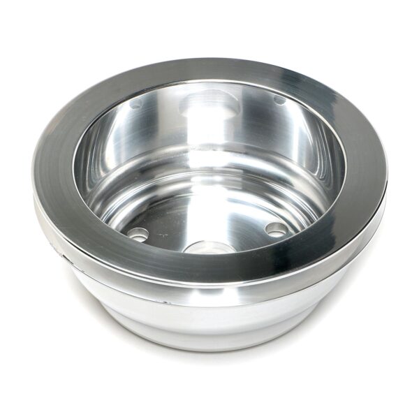 TRANS-DAPT PERFORMANCE PRODUCTS CRANKSHAFT PULLEY; 1 GROOVE; 1969-1985 CHEVROLET 283-350; LONG WATER PUMP- POLISHED ALUMINUM