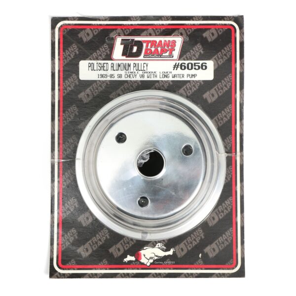 TRANS-DAPT PERFORMANCE PRODUCTS CRANKSHAFT PULLEY; 1 GROOVE; 1969-1985 CHEVROLET 283-350; LONG WATER PUMP- POLISHED ALUMINUM