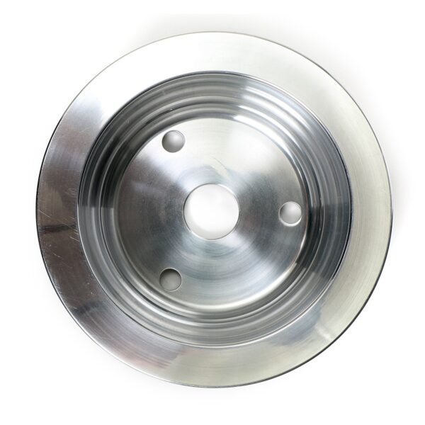 TRANS-DAPT PERFORMANCE PRODUCTS CRANKSHAFT PULLEY; 1 GROOVE; 1969-1985 CHEVROLET 283-350; LONG WATER PUMP- POLISHED ALUMINUM