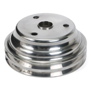 TRANS-DAPT PERFORMANCE PRODUCTS CRANKSHAFT PULLEY; 2 GROOVE; 1969-1985 CHEVROLET 283-350; LONG WATER PUMP- POLISHED ALUMINUM