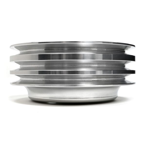 TRANS-DAPT PERFORMANCE PRODUCTS CRANKSHAFT PULLEY; 3 GROOVE; 1955-1968 CHEVROLET 283-350; LONG WATER PUMP- POLISHED ALUMINUM