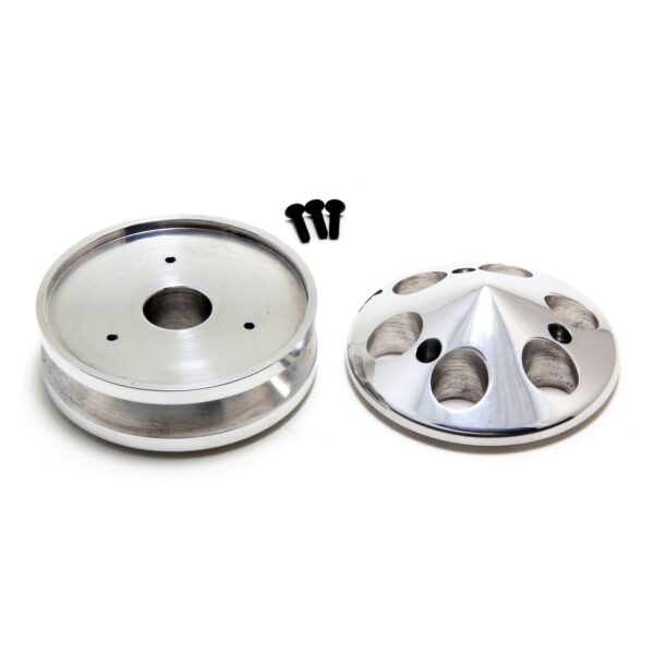 TRANS-DAPT PERFORMANCE PRODUCTS ALTERNATOR PULLEY; 1955-1985 CHEVROLET 283-350; ALL WATER PUMPS- POLISHED ALUMINUM