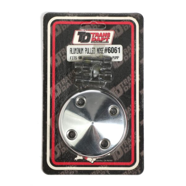 TRANS-DAPT PERFORMANCE PRODUCTS WATER PUMP PULLEY NOSE; GROOVE; 1969-1985 CHEVROLET 283-350; LONG WATER PUMP- POLISHED ALUMINUM