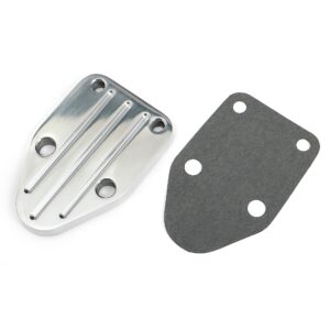 TRANS-DAPT PERFORMANCE PRODUCTS FUEL PUMP BLOCK-OFF PLATE; SB CHEVY 283-400; PINSTRIPES (BALL-MILLED)- ALUMINUM