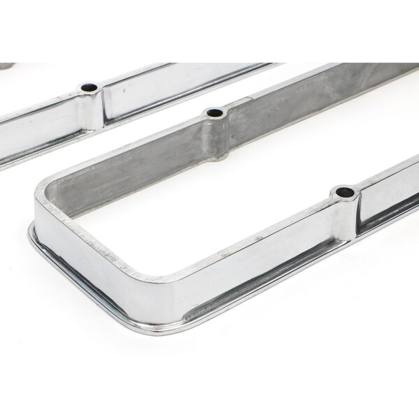 TRANS-DAPT PERFORMANCE PRODUCTS VALVE COVER SPACERS; SB CHEVY 238-400 V8 1958-86; 1 IN. TALL- POLISHED ALUMINUM