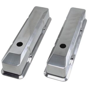TRANS-DAPT PERFORMANCE PRODUCTS BEVELED EDGE, BALL-MILLED ALUMINUM VALVE COVERS; TALL; PLAIN- 1958-1986- SB CHEVROLET 283-350