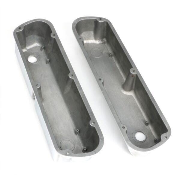 TRANS-DAPT PERFORMANCE PRODUCTS TALL VALVE COVERS; SB FORD; FINNED; POLISHED ALUMINUM- WITH HOLES