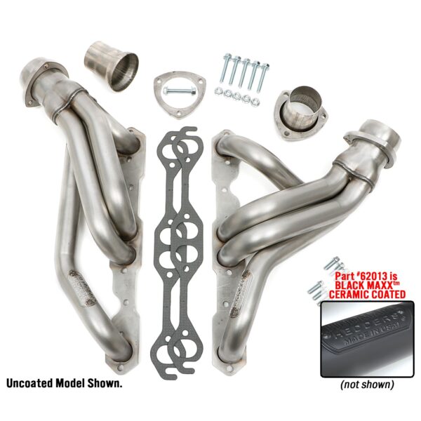 HEDMAN HEDDERS 67-87 C10/C20 TRUCKS AND SUVS WITH SB CHEVY; BLACK MAXX BLACK CERAMIC COATED 304 STAINLESS STEEL HEADERS; 1-5/8 IN. TUBE DIA.; 3 IN. COLL.; MID-LENGTH DESIGN