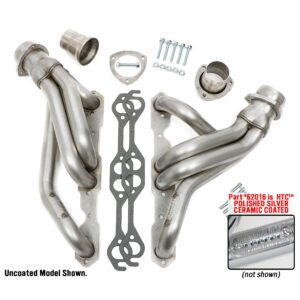 HEDMAN HEDDERS 67-87 C10/C20 TRUCKS AND SUVS WITH SB CHEVY; HTC POLISHED SILVER CERAMIC COATED 304 STAINLESS STEEL HEADERS; 1-5/8 IN. TUBE DIA.; 3 IN. COLL.; MID-LENGTH DESIGN