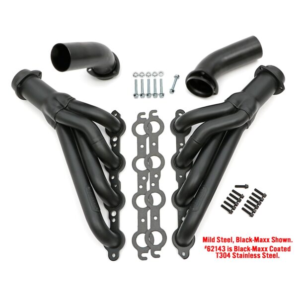 HEDMAN HEDDERS HEDMAN HEADERS 1968-72 CHEVELLE/EL CAMINO (AND RELATED A-BODIES) LS SWAP HEADERS; AUTO TRANSMISSION; 1-3/4 IN. MID-LENGTH TUBE; 3 IN. BALL/SOCKET COLLECTOR- 304 Stainless Steel - Black MAXX