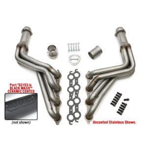 HEDMAN HEDDERS; 1968-72 CHEVELLE/EL CAMINO (AND RELATED A-BODIES) LS SWAP HEADERS; AUTO TRANSMISSION; 1-3/4 IN. LONG TUBE; 3 IN. BALL/SOCKET COLLECTOR- T304 STAINLESS STEEL WITH BLACK MAXX BLACK CERAMIC COATING