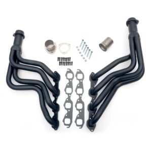 HEDMAN HEDDERS STAINLESS STEEL- EARLY MODEL BB CHEVY CAMARO, CHEVELLE, NOVA- FULL LENGTH- BLACK MAXX