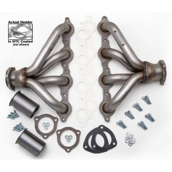 HEDMAN HEDDERS BLOCK HUGGER HEADERS-304 STAINLESS STEEL; CHEVY LS SERIES; 1-1/2 IN. TUBES; HTC CERAMIC COATED