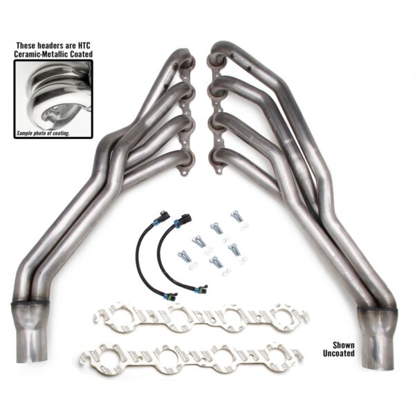HEDMAN HEDDERS T304 STAINLESS STEEL RACE HEADERS; 2010-15 CAMARO 6.2L / 7.0L; LONG TUBE DESIGN; 1-3/4 IN. TUBE DIAMETER; SLIP-ON STYLE RACE COLLECTORS- HTC POLISHED SILVER CERAMIC-METALLIC FINISH