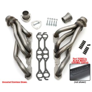 HEDMAN HEDDERS STAINLESS STEEL- EARLY MODEL SB CHEVY CAMARO, CHEVELLE- SHORTIES- BLACK MAXX