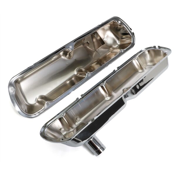 TRANS-DAPT PERFORMANCE PRODUCTS VALVE COVERS CHR. MUSTANG 289-302 WITH BREATHER TUBE