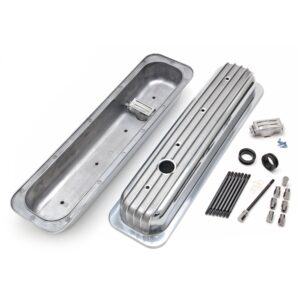 TRANS-DAPT PERFORMANCE PRODUCTS FINNED STYLE RETRO VALVE COVERS; SHORT; 1987-1999 CHEVROLET 5.0/5.7L- ALUMINUM