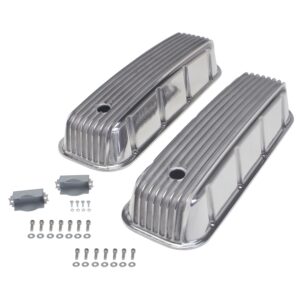 TRANS-DAPT PERFORMANCE PRODUCTS FINNED STYLE RETRO VALVE COVERS; TALL; 1965-2000 CHEVROLET 396-454- ALUMINUM