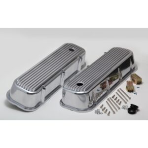TRANS-DAPT PERFORMANCE PRODUCTS FINNED ALUMINUM VALVE COVERS WITH HOLE; BB CHEVY 396-502 V8S 1965-95
