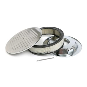 TRANS-DAPT PERFORMANCE PRODUCTS ROUND AIR CLEANER SET PINSTRIPE (BALL-MILLING); 14 IN. DIAMETER, 3 IN. TALL- ALUMINUM